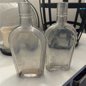 Clear Glass Antique Castor Oil 8” Bottles Set